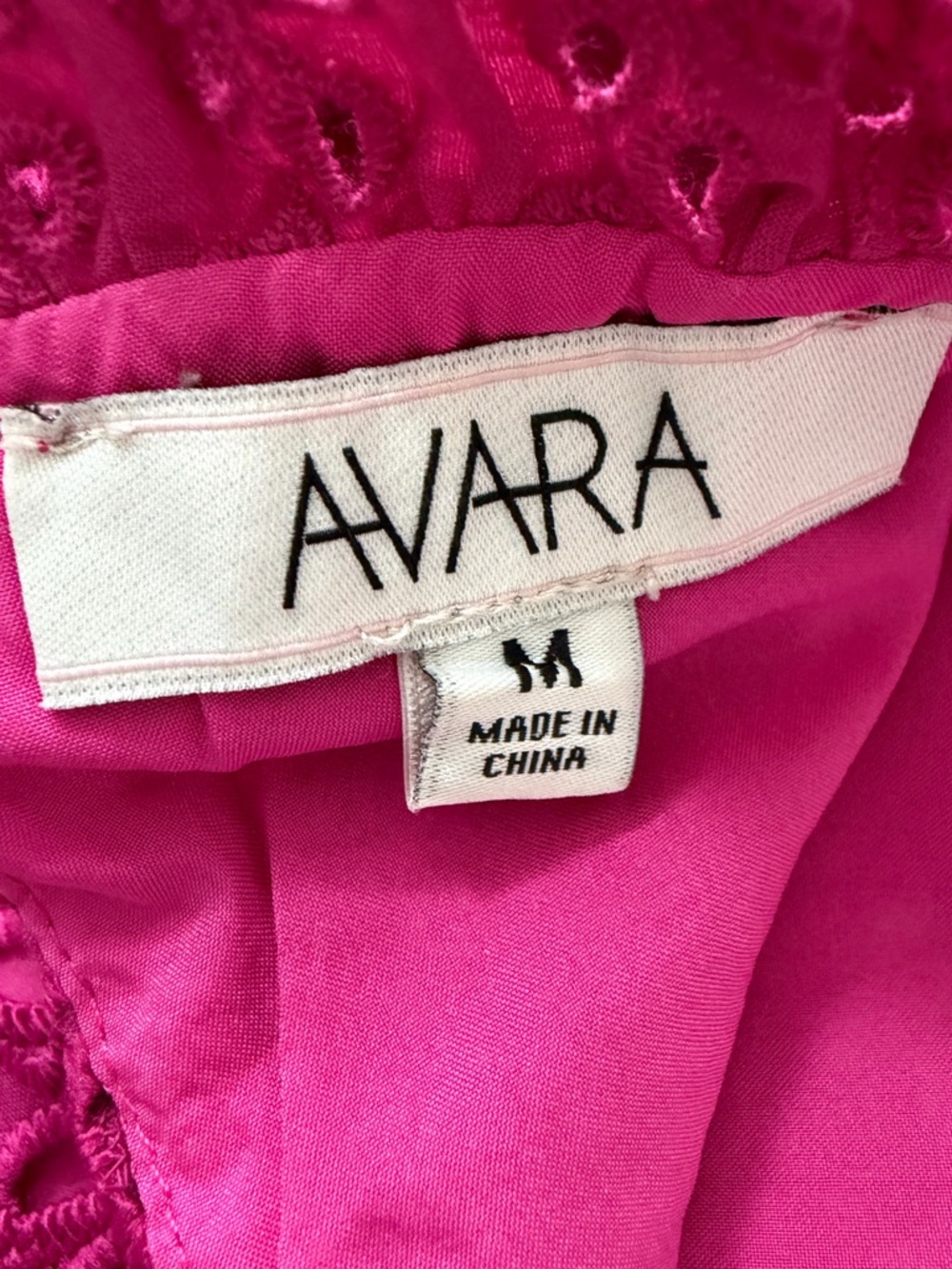 Avara Hot Pink Eyelet Lace Ruffle Sleeve Top, Size Medium - Picture 7 of 8